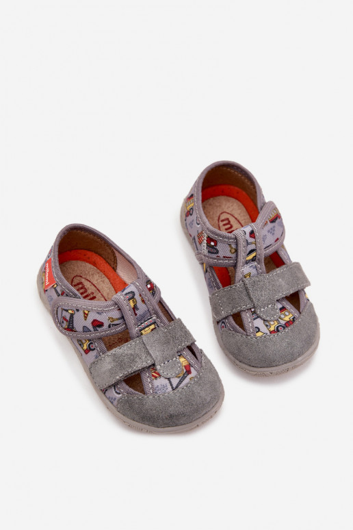Kinderslippers Milami met plakkende sluitingen in grijs