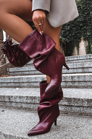 Slouchy enkellaarsjes met hakken in bordeaux Gelra 2