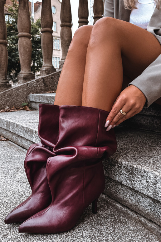 Slouchy enkellaarsjes met hakken in bordeaux Gelra
