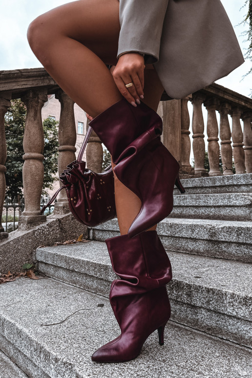 Slouchy enkellaarsjes met hakken in bordeaux Gelra