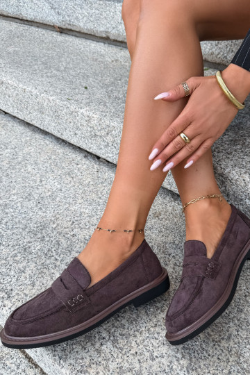 Dames mocassins van suede in chocolade kleur Vinceza 62335