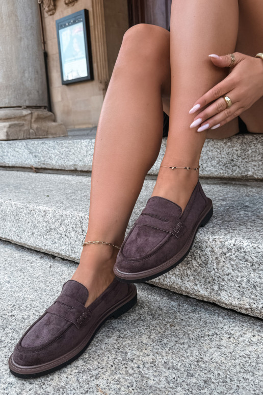 Dames mocassins van suede in chocolade kleur Vinceza 62335