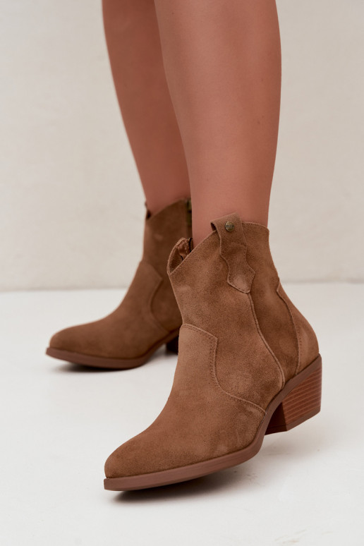 Big Star bruine cowboy-stijl enkellaarsjes met hakken