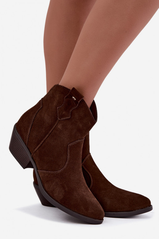 Big Star chocoladebruine cowboy-stijl enkellaarsjes met hakken