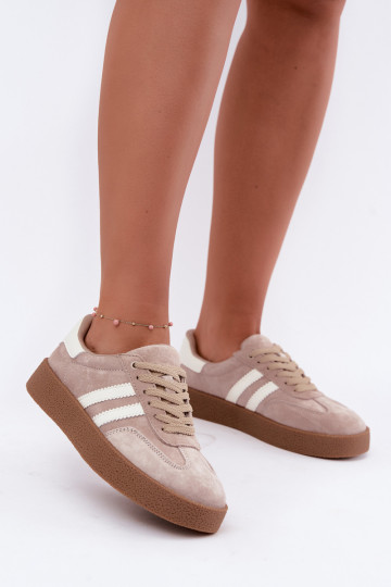 Bellmont zandkleurige faux suede sneakers 2