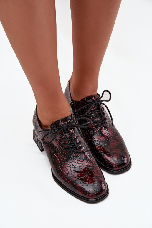 Leren damesloafers met hak en sprankelende details in bordeaux Artiker 57C0073