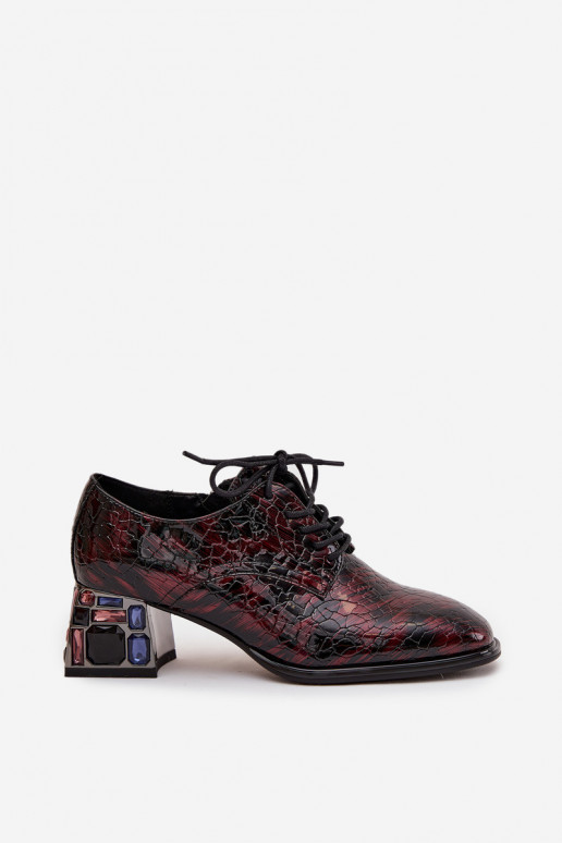 Leren damesloafers met hak en sprankelende details in bordeaux Artiker 57C0073