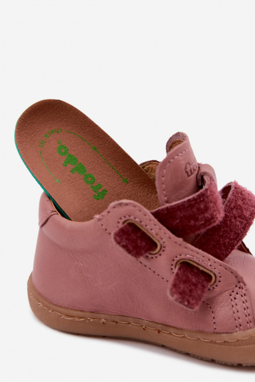 Donkerroze leren kinderschoenen Barefoot Froddo G2130328-6