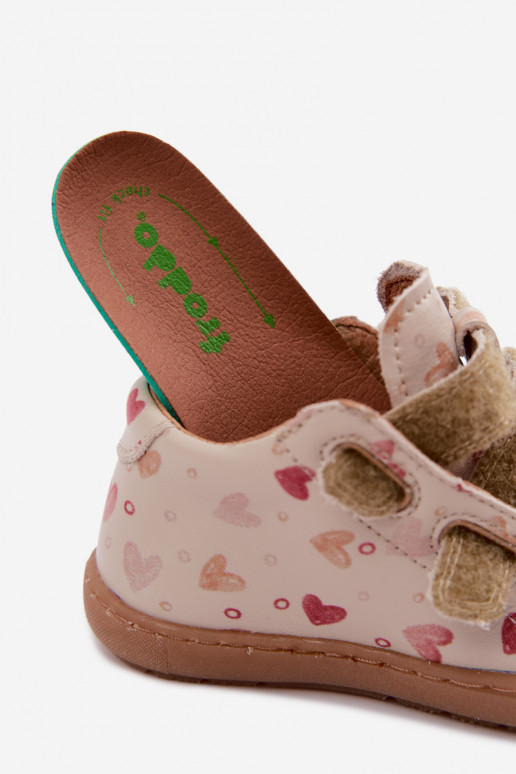 Zandkleurige leren kinderschoenen Barefoot Froddo G2130328-64
