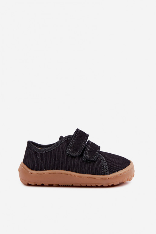 Zwarte kinderslippers Barefoot Froddo Canvas G1700440-19