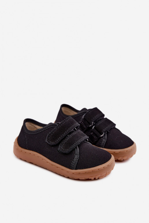 Zwarte kinderslippers Barefoot Froddo Canvas G1700440-19