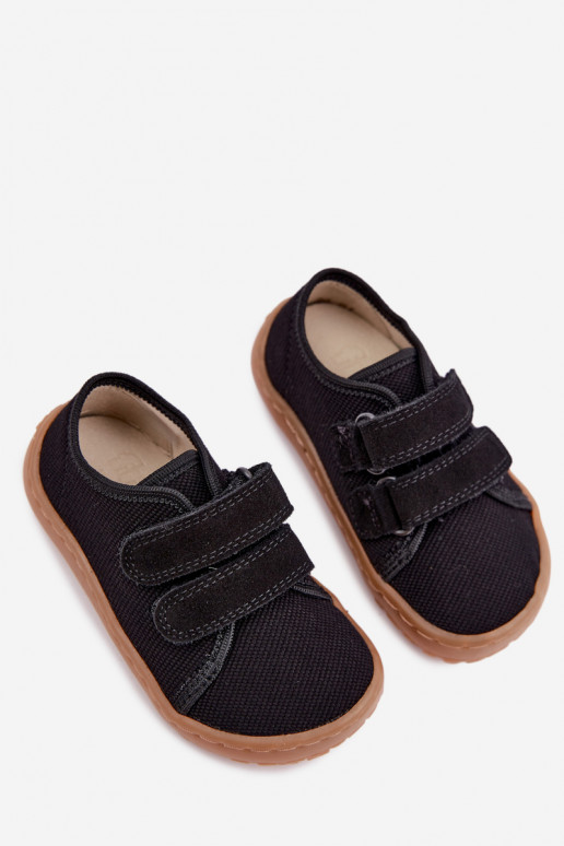 Zwarte kinderslippers Barefoot Froddo Canvas G1700440-19