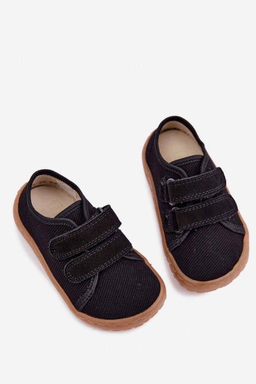 Zwarte kinderslippers Barefoot Froddo Canvas G1700440-19