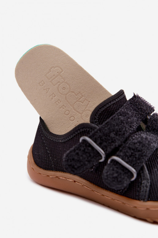 Zwarte kinderslippers Barefoot Froddo Canvas G1700440-19