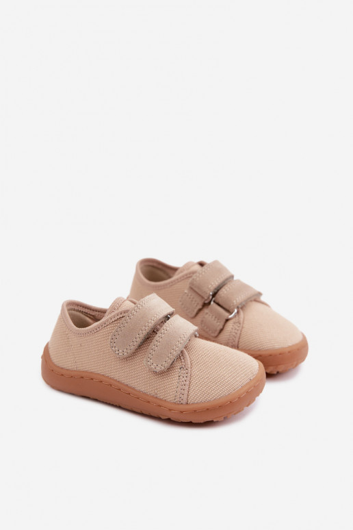 Zandkleurige kinderslippers Barefoot Froddo Canvas G1700440-22