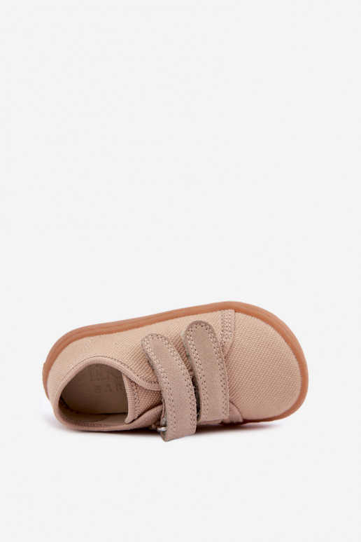 Zandkleurige kinderslippers Barefoot Froddo Canvas G1700440-22