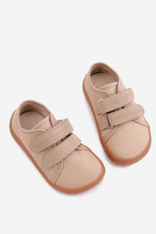 Zandkleurige kinderslippers Barefoot Froddo Canvas G1700440-22