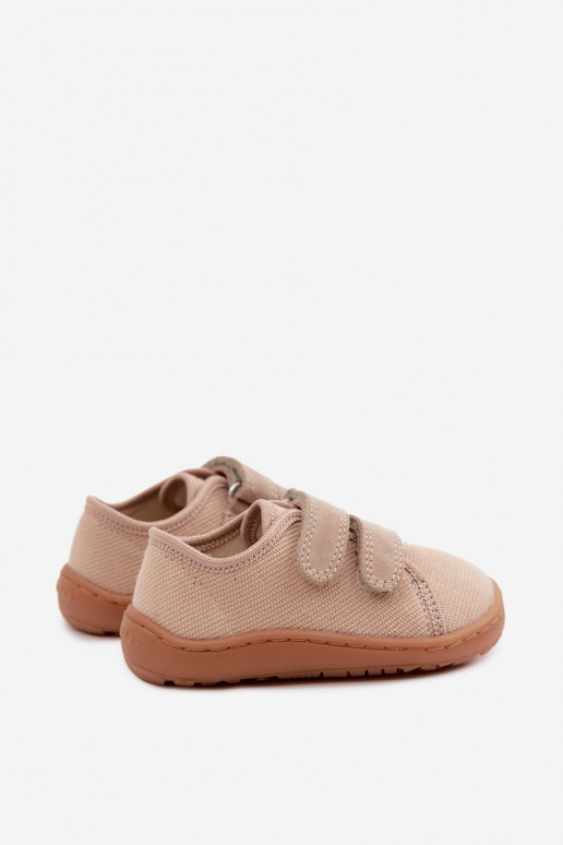 Zandkleurige kinderslippers Barefoot Froddo Canvas G1700440-22