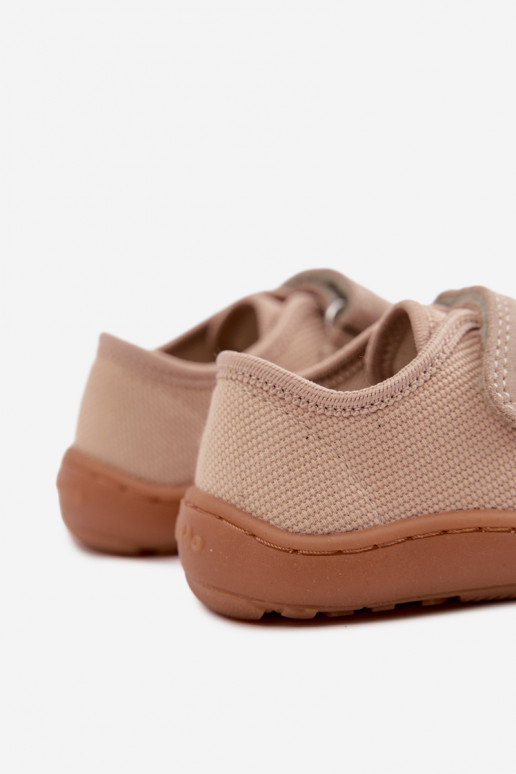 Zandkleurige kinderslippers Barefoot Froddo Canvas G1700440-22