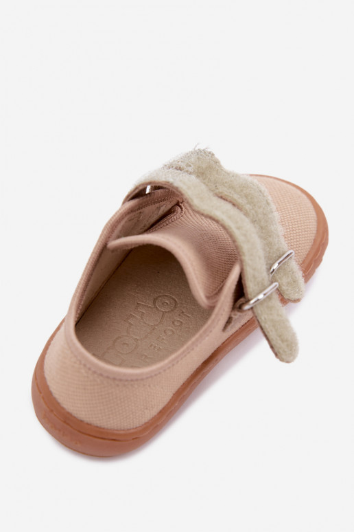 Zandkleurige kinderslippers Barefoot Froddo Canvas G1700440-22