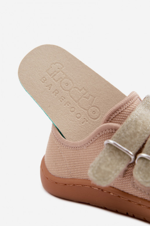 Zandkleurige kinderslippers Barefoot Froddo Canvas G1700440-22