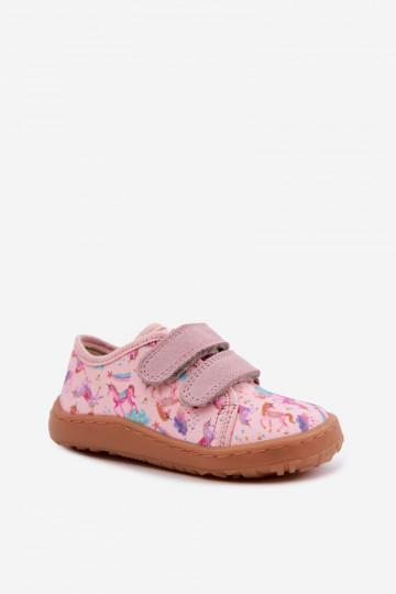 Roze kinderslippers Barefoot Eenhoorns Froddo Canvas G1700440-26