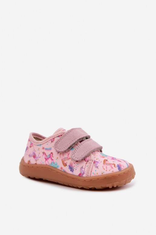 Roze kinderslippers Barefoot Eenhoorns Froddo Canvas G1700440-26