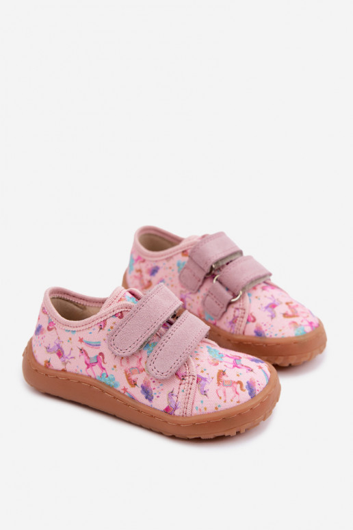 Roze kinderslippers Barefoot Eenhoorns Froddo Canvas G1700440-26