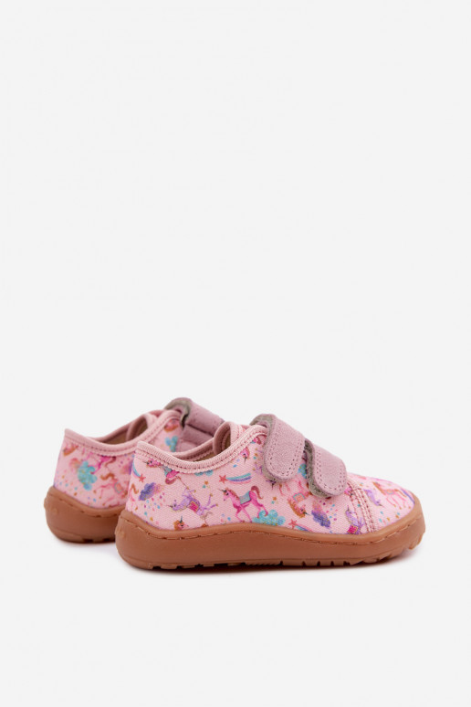 Roze kinderslippers Barefoot Eenhoorns Froddo Canvas G1700440-26
