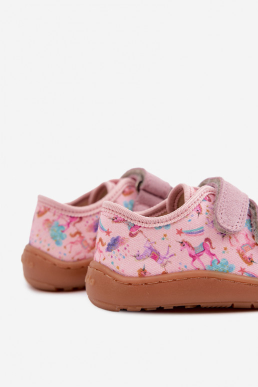 Roze kinderslippers Barefoot Eenhoorns Froddo Canvas G1700440-26