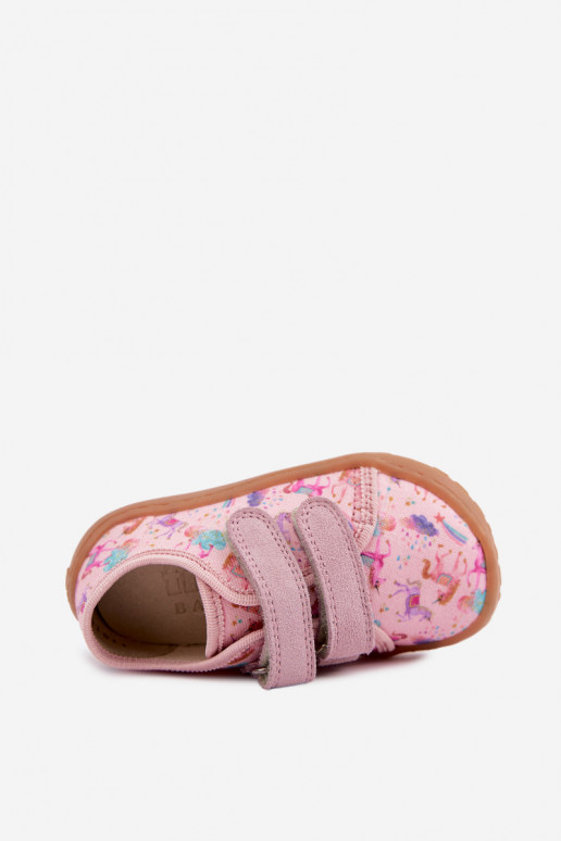 Roze kinderslippers Barefoot Eenhoorns Froddo Canvas G1700440-26
