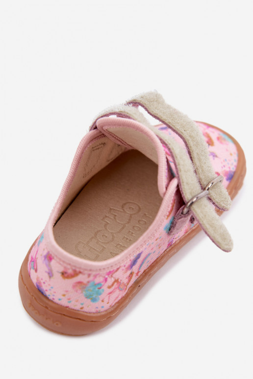 Roze kinderslippers Barefoot Eenhoorns Froddo Canvas G1700440-26