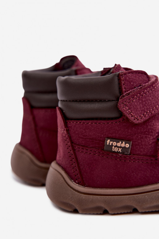 Bordeauxkleurige leren kinderschoenen Barefoot Froddo G2110150-9