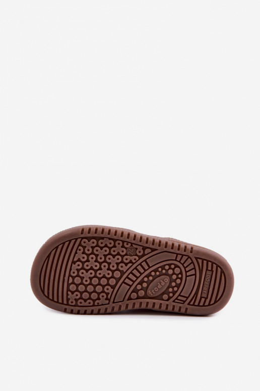 Roze kindersuède schoenen Barefoot met glans Froddo G2110157-5
