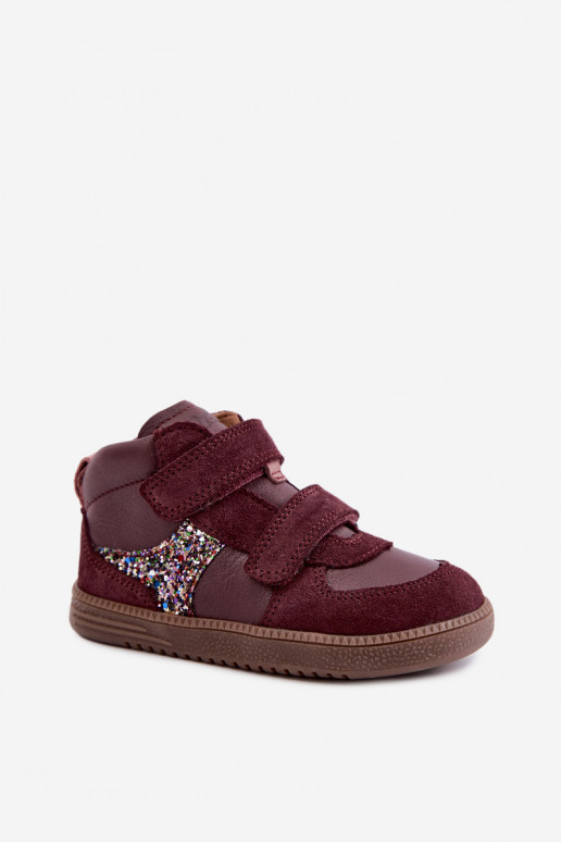 Bordeauxkleurige kindersuède schoenen Barefoot Froddo G2110157-4
