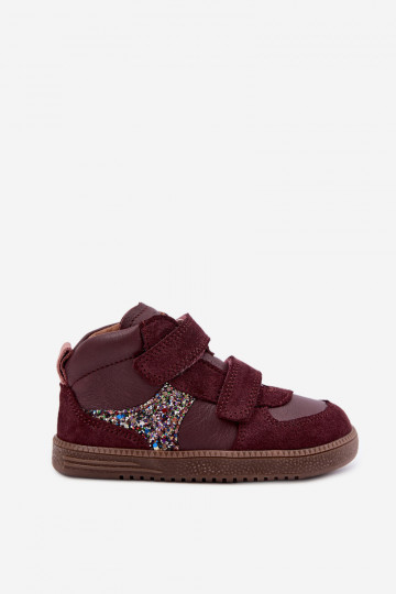 Bordeauxkleurige kindersuède schoenen Barefoot Froddo G2110157-4 2