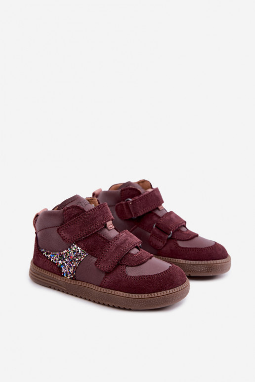 Bordeauxkleurige kindersuède schoenen Barefoot Froddo G2110157-4