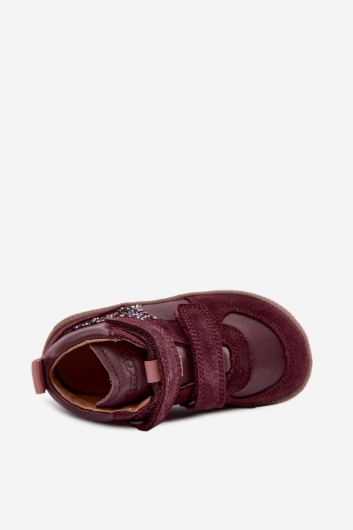 Bordeauxkleurige kindersuède schoenen Barefoot Froddo G2110157-4