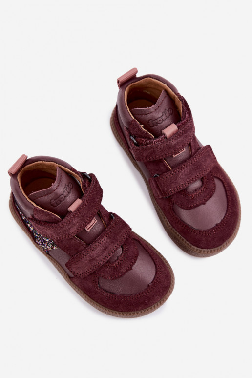 Bordeauxkleurige kindersuède schoenen Barefoot Froddo G2110157-4