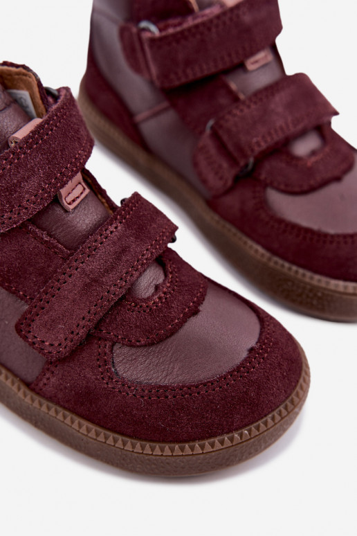 Bordeauxkleurige kindersuède schoenen Barefoot Froddo G2110157-4