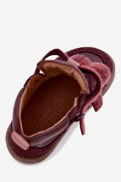 Bordeauxkleurige kindersuède schoenen Barefoot Froddo G2110157-4