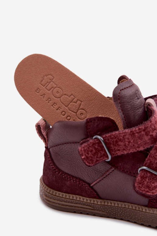 Bordeauxkleurige kindersuède schoenen Barefoot Froddo G2110157-4