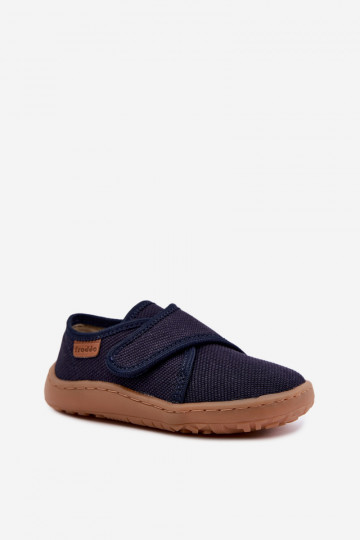 Kinderslippers voor jongens met klittenbandsluitingen Barefoot Froddo G1700438 in donkerblauw
