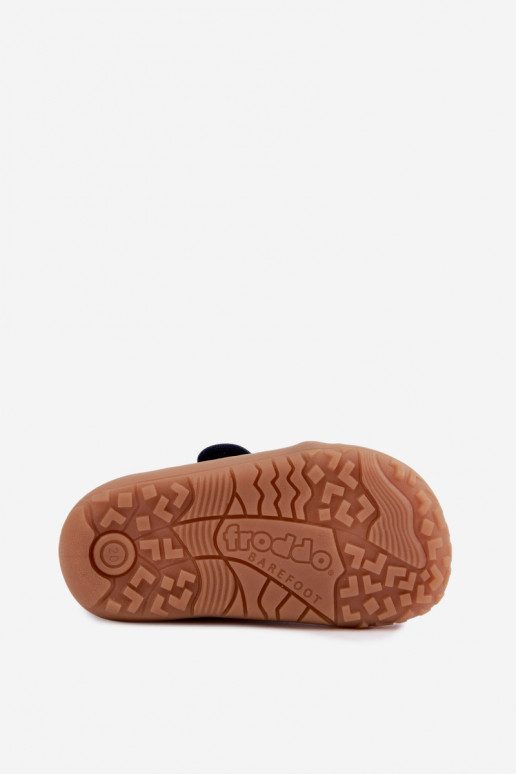Kinderslippers voor jongens met klittenbandsluitingen Barefoot Froddo G1700438 in donkerblauw