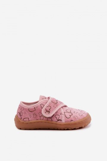 Kinderslippers met klittenbandsluitingen Barefoot Širdelės Froddo G1700438-18 in roze 2