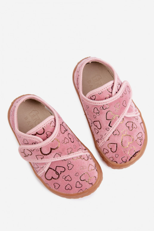 Kinderslippers met klittenbandsluitingen Barefoot Širdelės Froddo G1700438-18 in roze