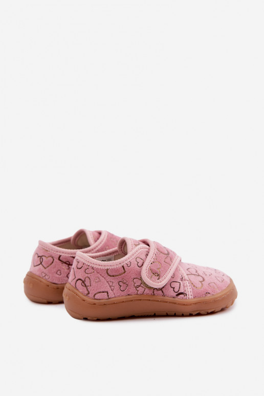 Kinderslippers met klittenbandsluitingen Barefoot Širdelės Froddo G1700438-18 in roze