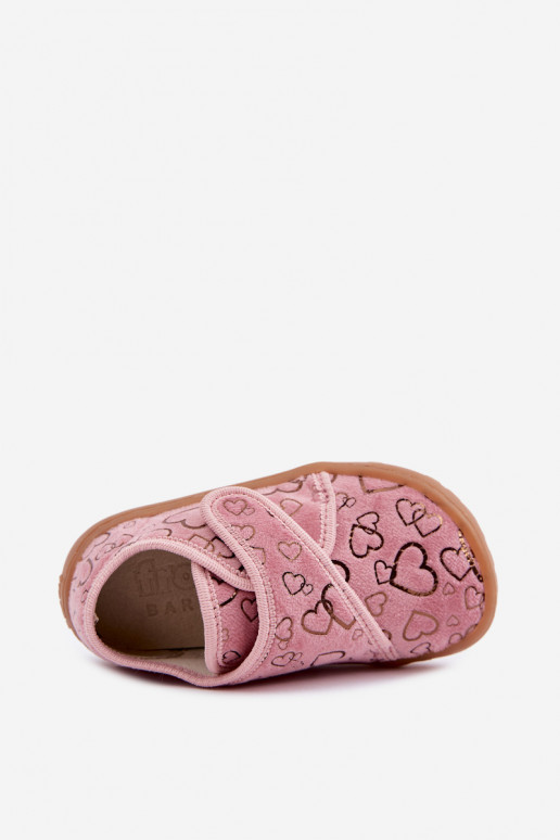 Kinderslippers met klittenbandsluitingen Barefoot Širdelės Froddo G1700438-18 in roze
