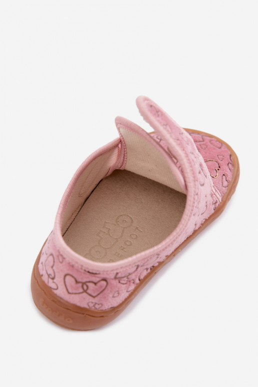 Kinderslippers met klittenbandsluitingen Barefoot Širdelės Froddo G1700438-18 in roze