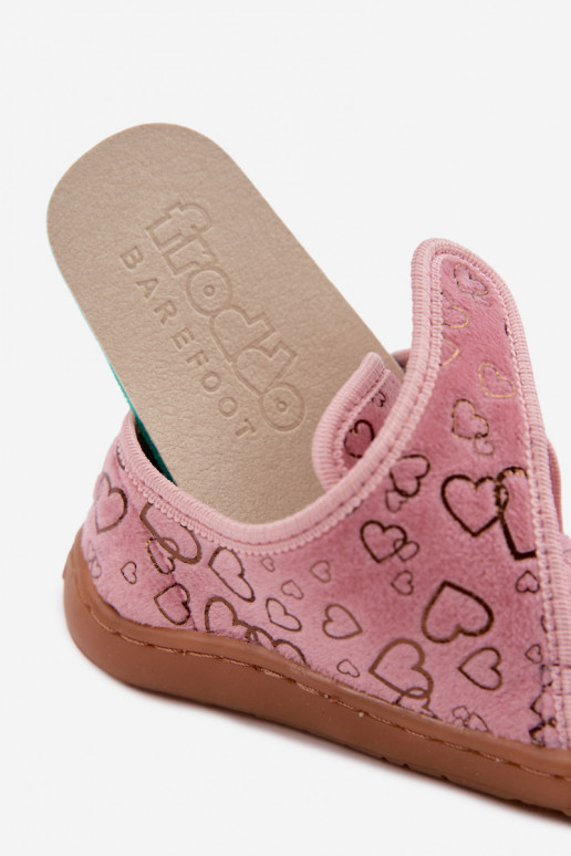 Kinderslippers met klittenbandsluitingen Barefoot Širdelės Froddo G1700438-18 in roze